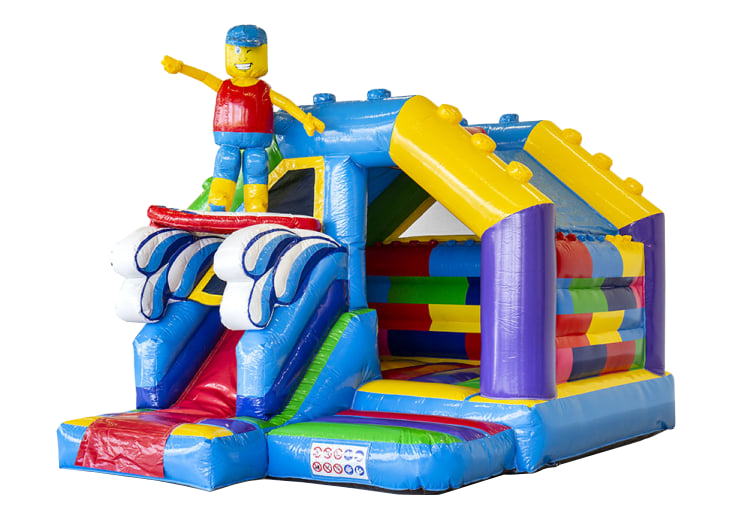 Springkasteel Lego Surf + glijbaan (5x4m) (NIEUW)