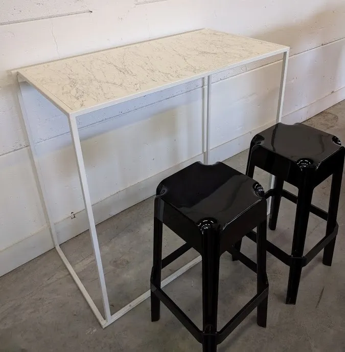 Statafel Cube XL wit/marmer (60x120x110cm (h))