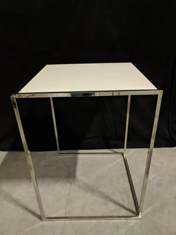 Statafel Cube XXL chrome/wit (80x80x110cm (h))