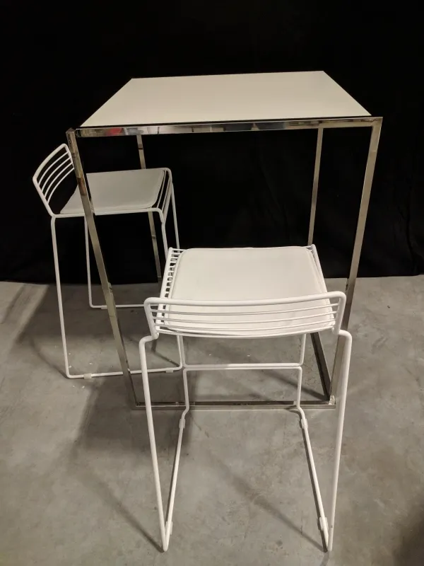 Statafel Cube XXL chrome/wit (80x80x110cm (h))