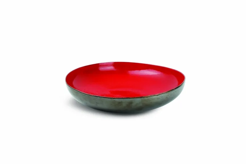 Serveerschaal rood/zilver - 36,5 x (h) 8,5 cm