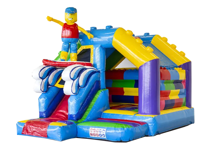 Springkasteel Lego Surf + glijbaan (5x4m) (NIEUW)