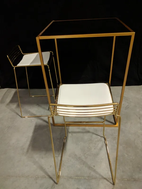 Statafel Cube XXL goud/zwart (80x80x110cm (h))