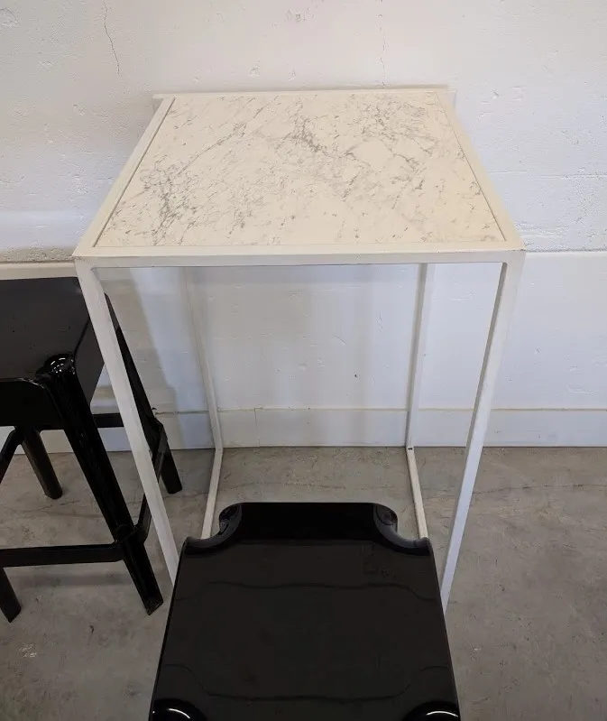 Statafel Cube wit/marmer (60x60x110cm (h))