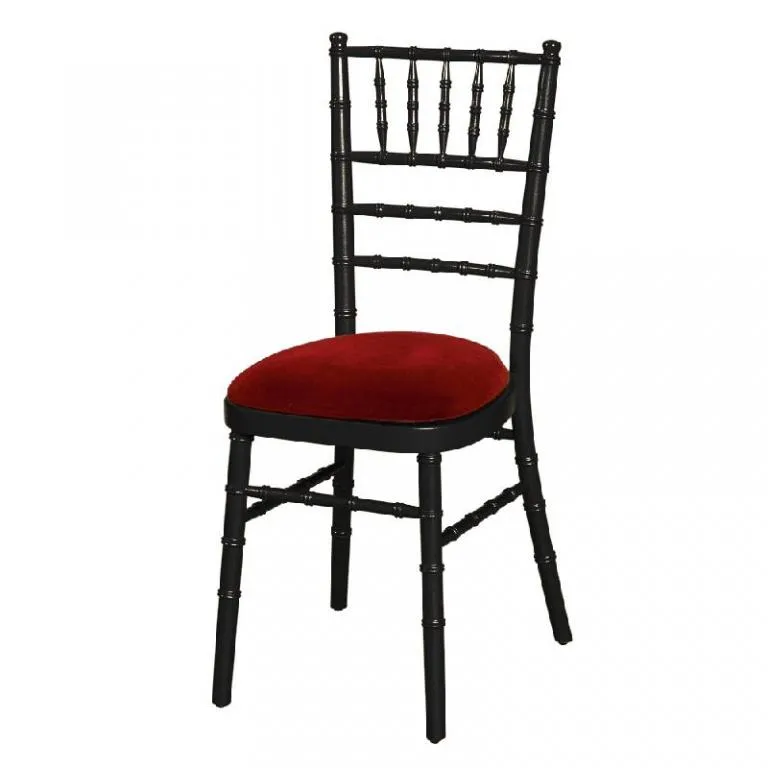 Stoel Napoleon zwart + kussen rood