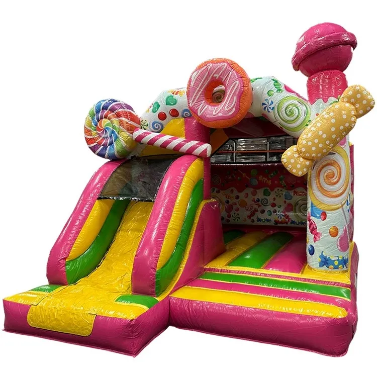 Springkasteel Snoep + glijbaan (5,5x4,5m) (NIEUW)